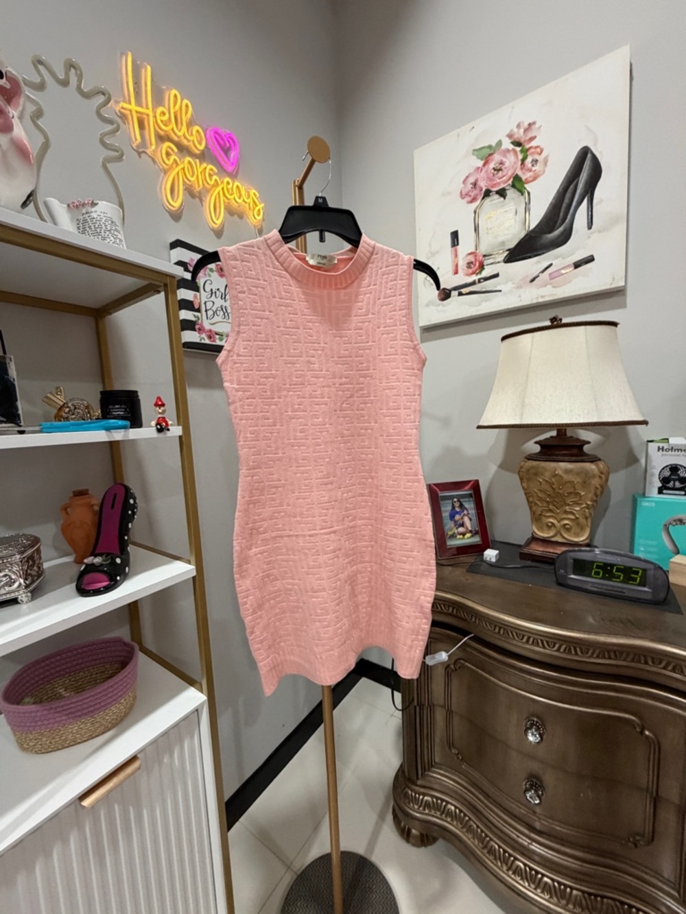 Fendi Pink Textured Knit Mini Dress - Picture 12 of 16